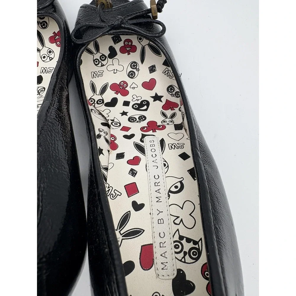Marc By Marc Jacobs Shoes‎ Womens Size 8 Black Patent Peep Toe Bow Pumps